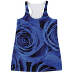 Royal Blue Rose Print Women's Racerback Tank Top