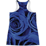 Royal Blue Rose Print Women's Racerback Tank Top
