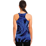 Royal Blue Rose Print Women's Racerback Tank Top