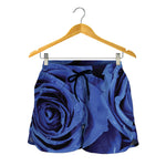 Royal Blue Rose Print Women's Shorts