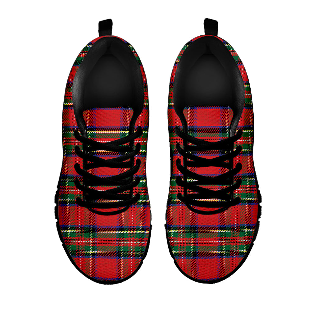 Royal Stewart Tartan Pattern Print Black Sneakers