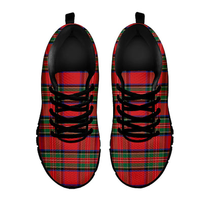 Royal Stewart Tartan Pattern Print Black Sneakers