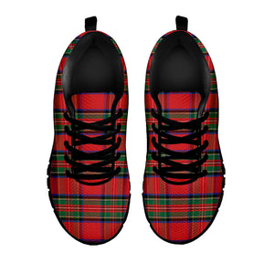 Royal Stewart Tartan Pattern Print Black Sneakers