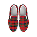 Royal Stewart Tartan Pattern Print White Slip On Shoes