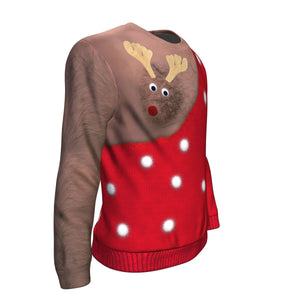 Rudolph Dark Skin Ugly Christmas Unisex Crewneck Sweatshirt GearFrost