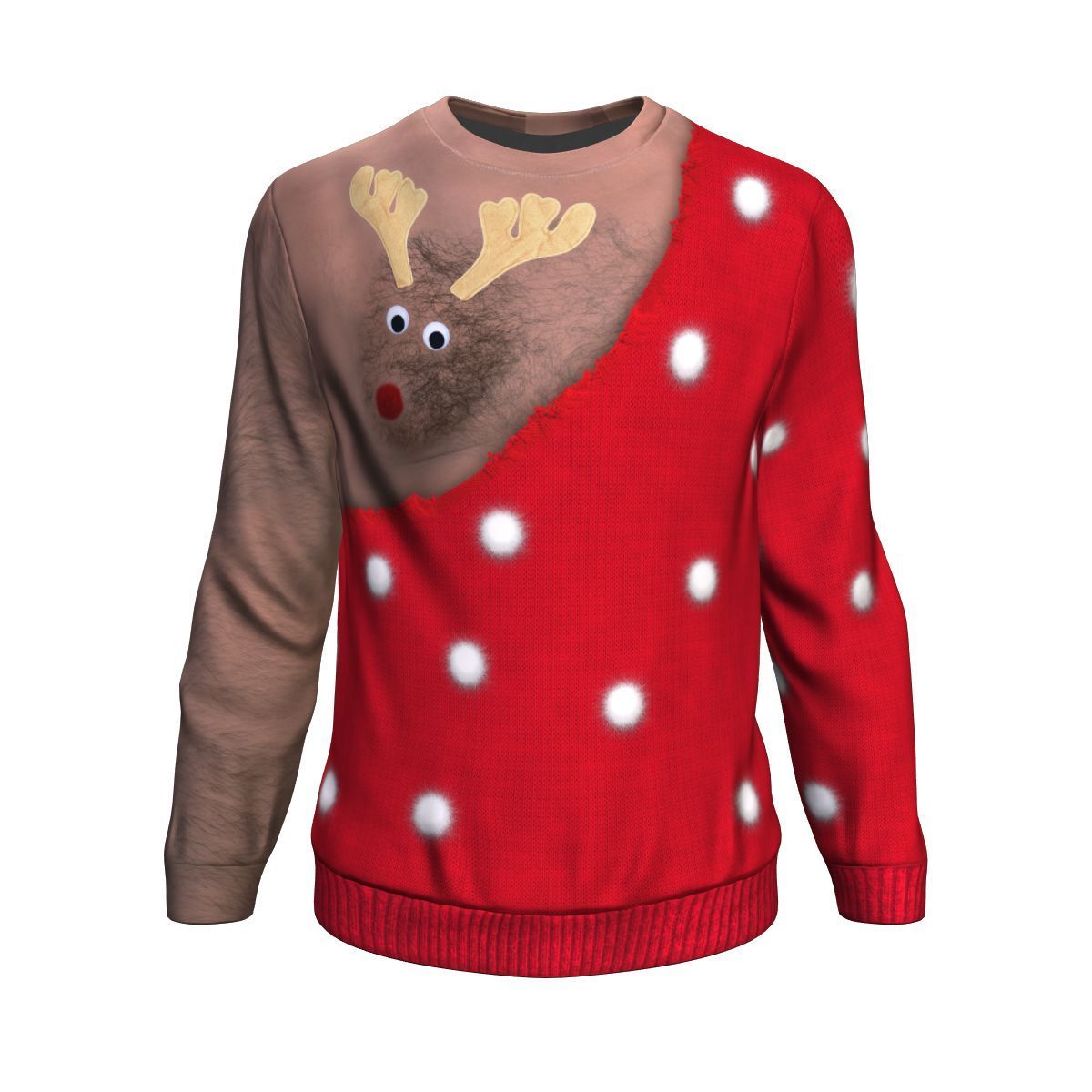 Rudolph Dark Skin Ugly Christmas Unisex Crewneck Sweatshirt GearFrost