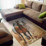 Running Horses Painting Print Area Rug