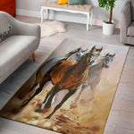 Running Horses Painting Print Area Rug