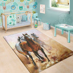 Running Horses Painting Print Area Rug