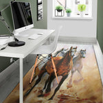 Running Horses Painting Print Area Rug