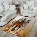 Running Horses Painting Print Area Rug
