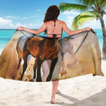 Running Horses Painting Print Beach Sarong Wrap