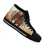 Running Horses Painting Print Black High Top Shoes