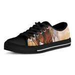 Running Horses Painting Print Black Low Top Shoes 