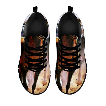 Running Horses Painting Print Black Sneakers