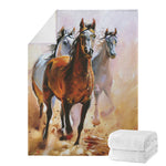 Running Horses Painting Print Blanket