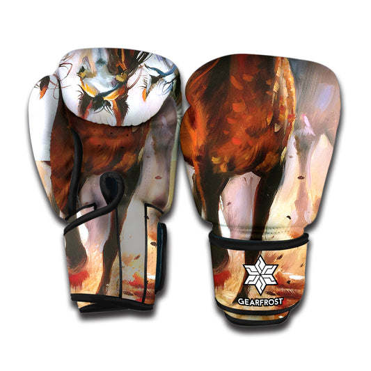 Running Horses Painting Print Boxing Gloves