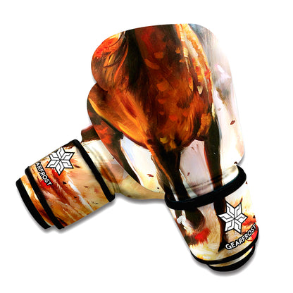 Running Horses Painting Print Boxing Gloves