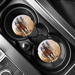 Running Horses Painting Print Car Coasters