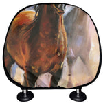 Running Horses Painting Print Car Headrest Covers