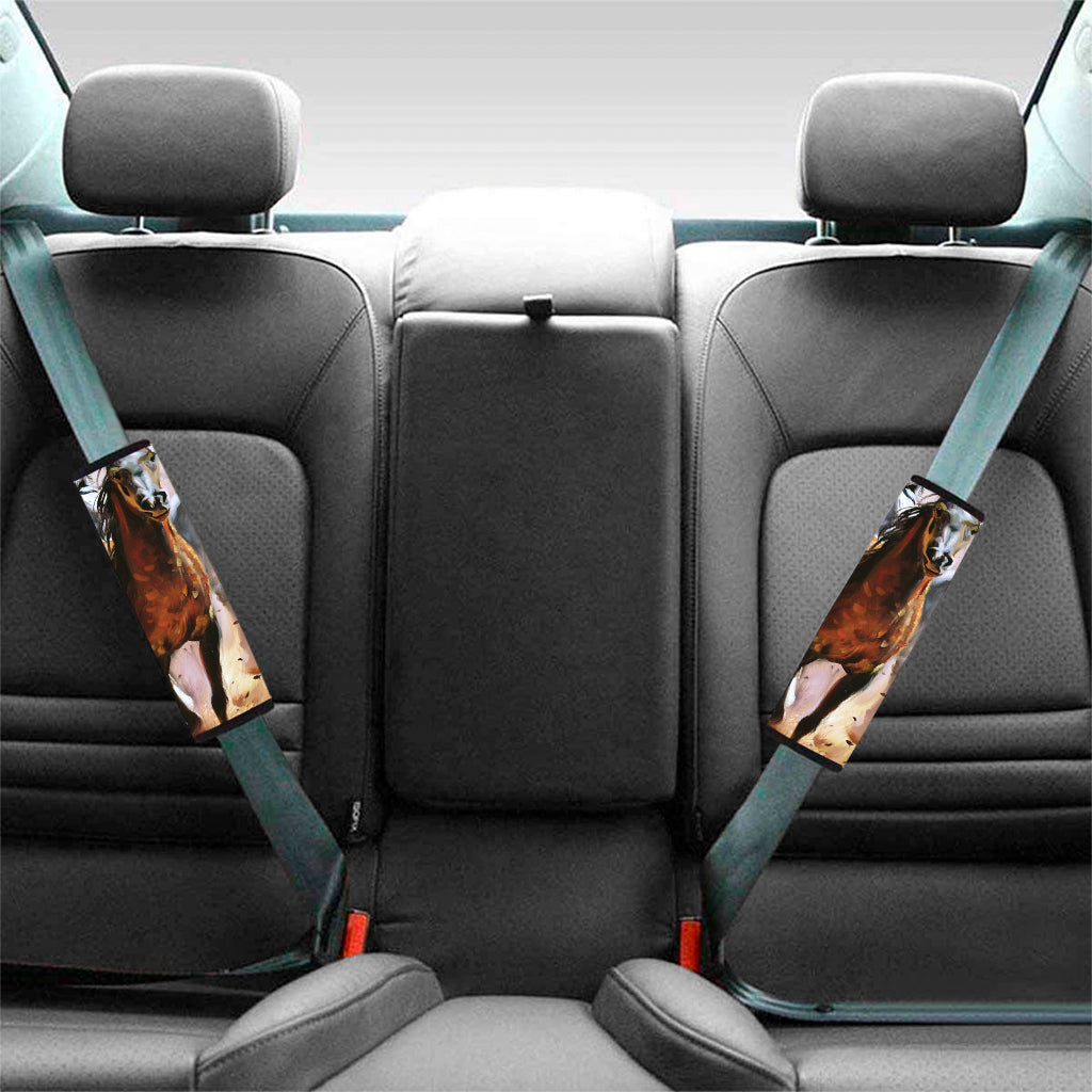 Running Horses Painting Print Car Seat Belt Covers