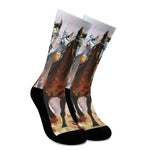 Running Horses Painting Print Crew Socks