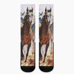 Running Horses Painting Print Crew Socks