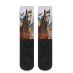 Running Horses Painting Print Crew Socks