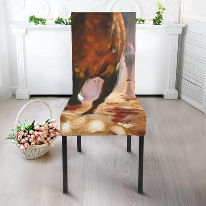 Running Horses Painting Print Dining Chair Slipcover