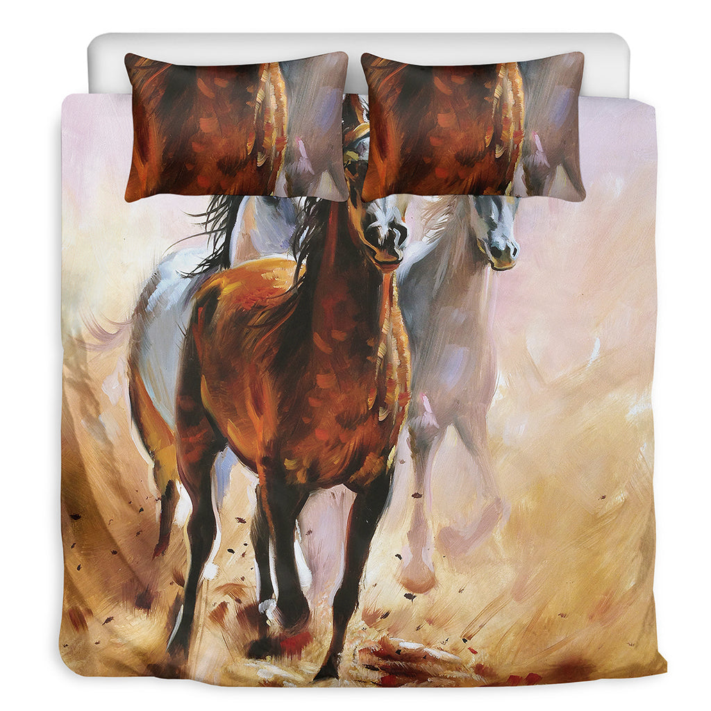 Running Horses Painting Print Duvet Cover Bedding Set