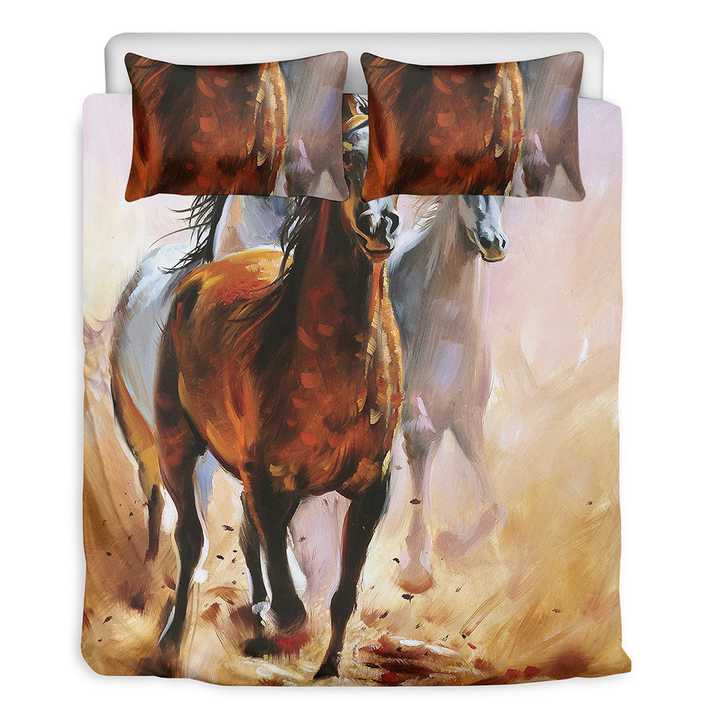 Running Horses Painting Print Duvet Cover Bedding Set