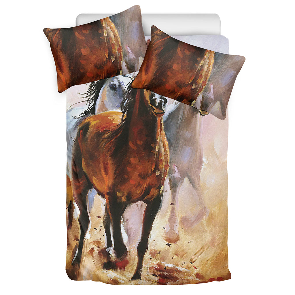 Running Horses Painting Print Duvet Cover Bedding Set