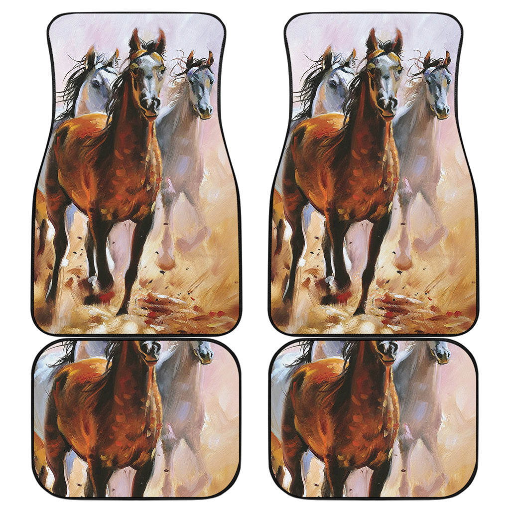 Running Horses Painting Print Front and Back Car Floor Mats