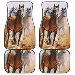 Running Horses Painting Print Front and Back Car Floor Mats