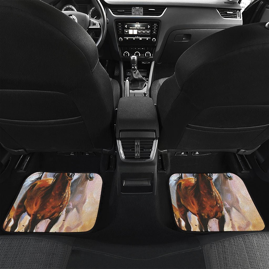 Running Horses Painting Print Front and Back Car Floor Mats