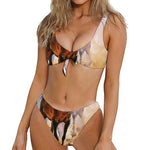 Running Horses Painting Print Front Bow Tie Bikini