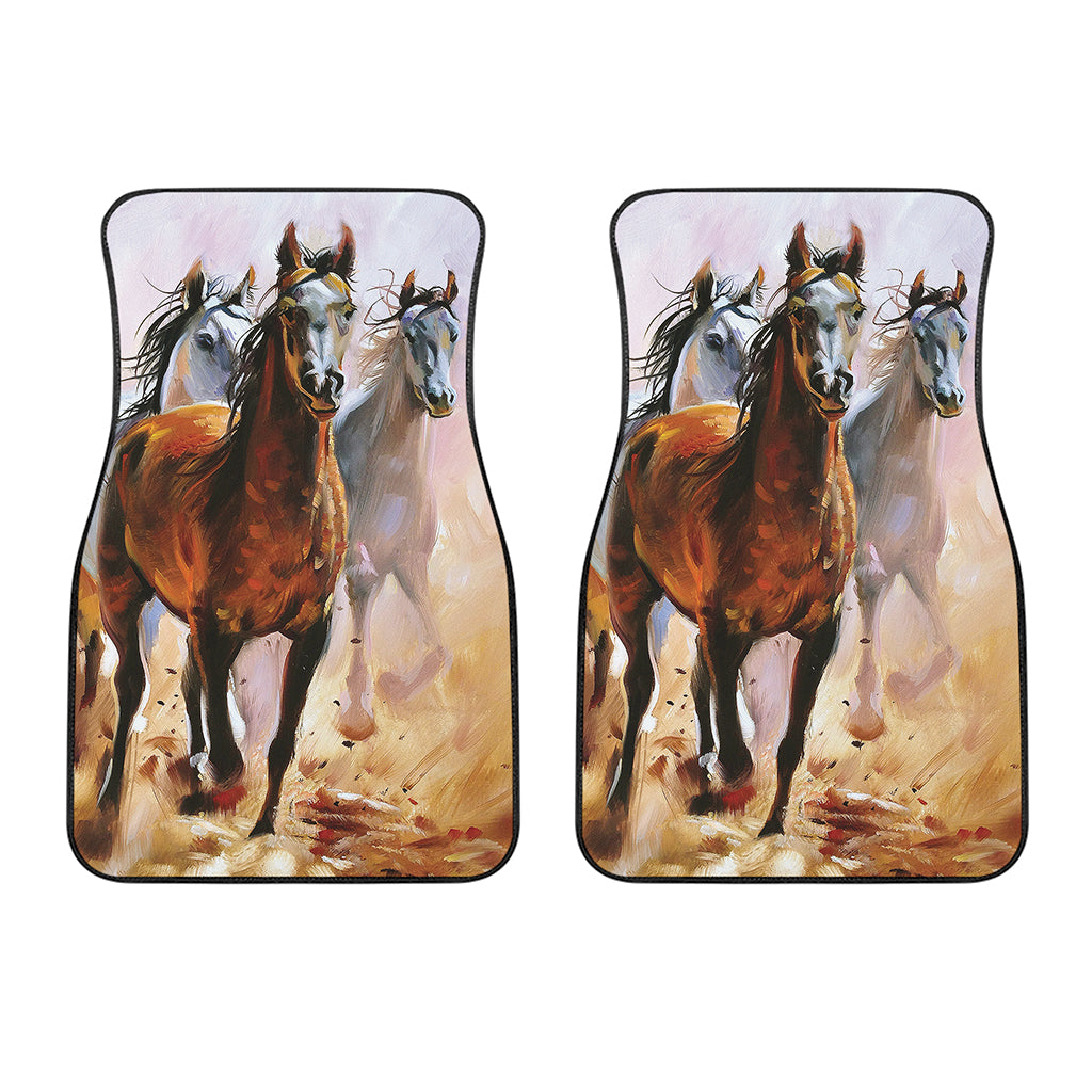 Running Horses Painting Print Front Car Floor Mats