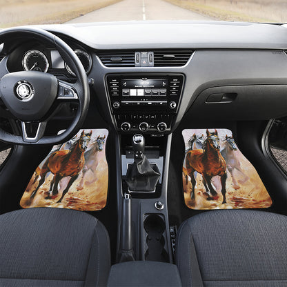 Running Horses Painting Print Front Car Floor Mats