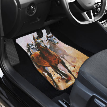 Running Horses Painting Print Front Car Floor Mats