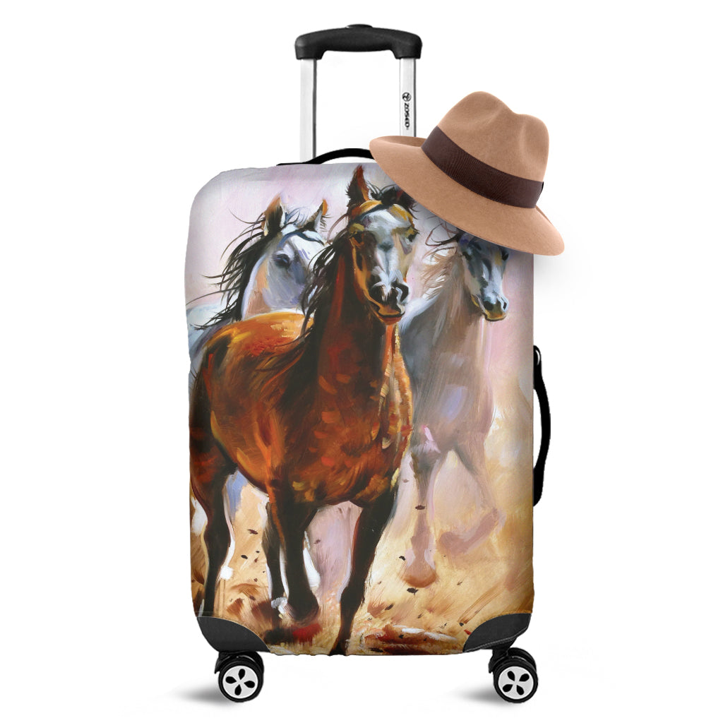 Running Horses Painting Print Luggage Cover