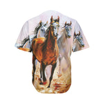 Running Horses Painting Print Men's Baseball Jersey