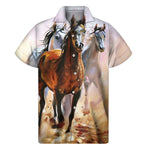 Running Horses Painting Print Men's Short Sleeve Shirt