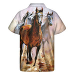 Running Horses Painting Print Men's Short Sleeve Shirt
