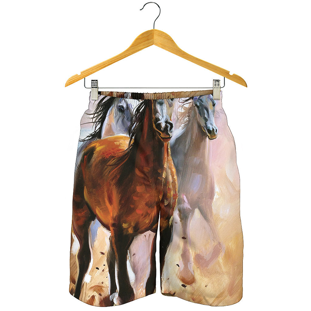 Running Horses Painting Print Men's Shorts