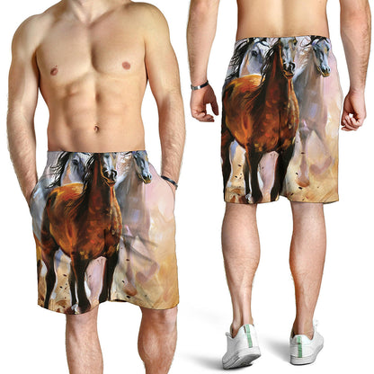 Running Horses Painting Print Men's Shorts