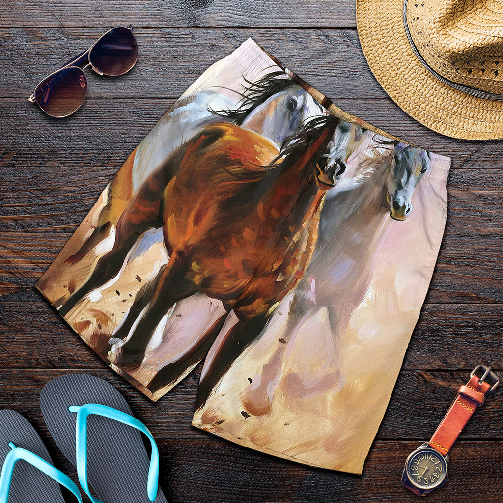 Running Horses Painting Print Men's Shorts
