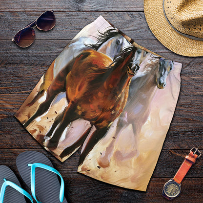 Running Horses Painting Print Men's Shorts