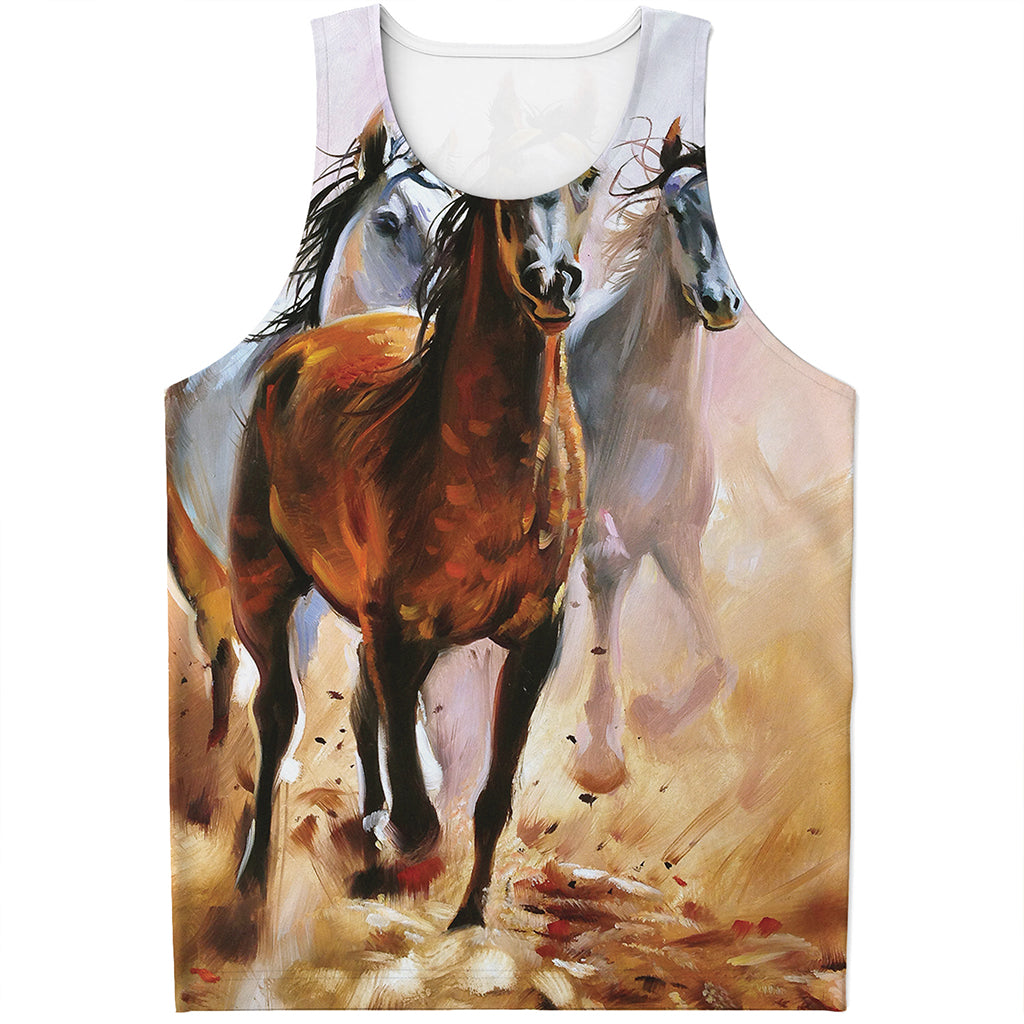 Running Horses Painting Print Men's Tank Top