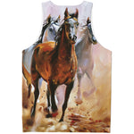 Running Horses Painting Print Men's Tank Top