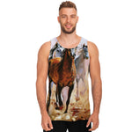 Running Horses Painting Print Men's Tank Top